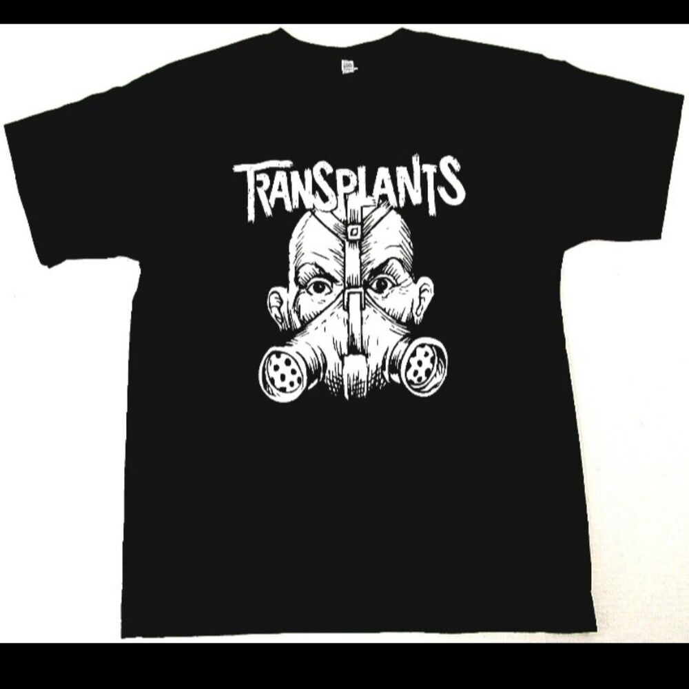 Rare TRANSPLANTS Gas Mask T-shirt Punk Rock Tee Adult Men's Black New xl